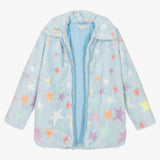 Stella McCartney Kids Girls Blue Faux Fur Star Print Coat Jacket Size 8 years children