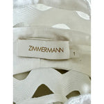 ZIMMERMANN ‘Ninety-Six Wave’ Cutout Rickrack Trim Peplum White Dress Size 1 S ladies