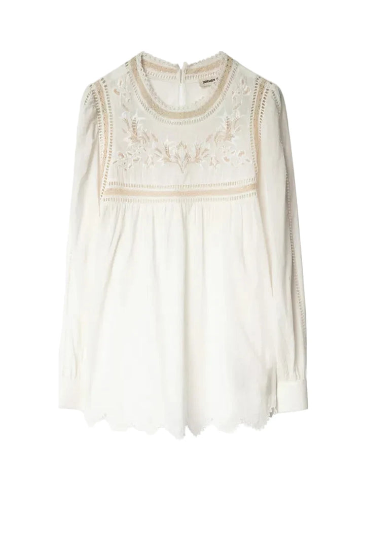 Zadig&Voltaire Temper Voile Embroidered Tunic Blouse Size M medium ladies