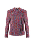 Jigsaw Tribal Linton Tweed Jacket, Blue Red Biker Jacket Size UK 10 US 6