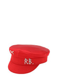 RUSLAN BAGINSKIY SATIN BAKER BOY RED HAT WITH CRYSTALS EMBELLISHED M MEDIUM ladies
