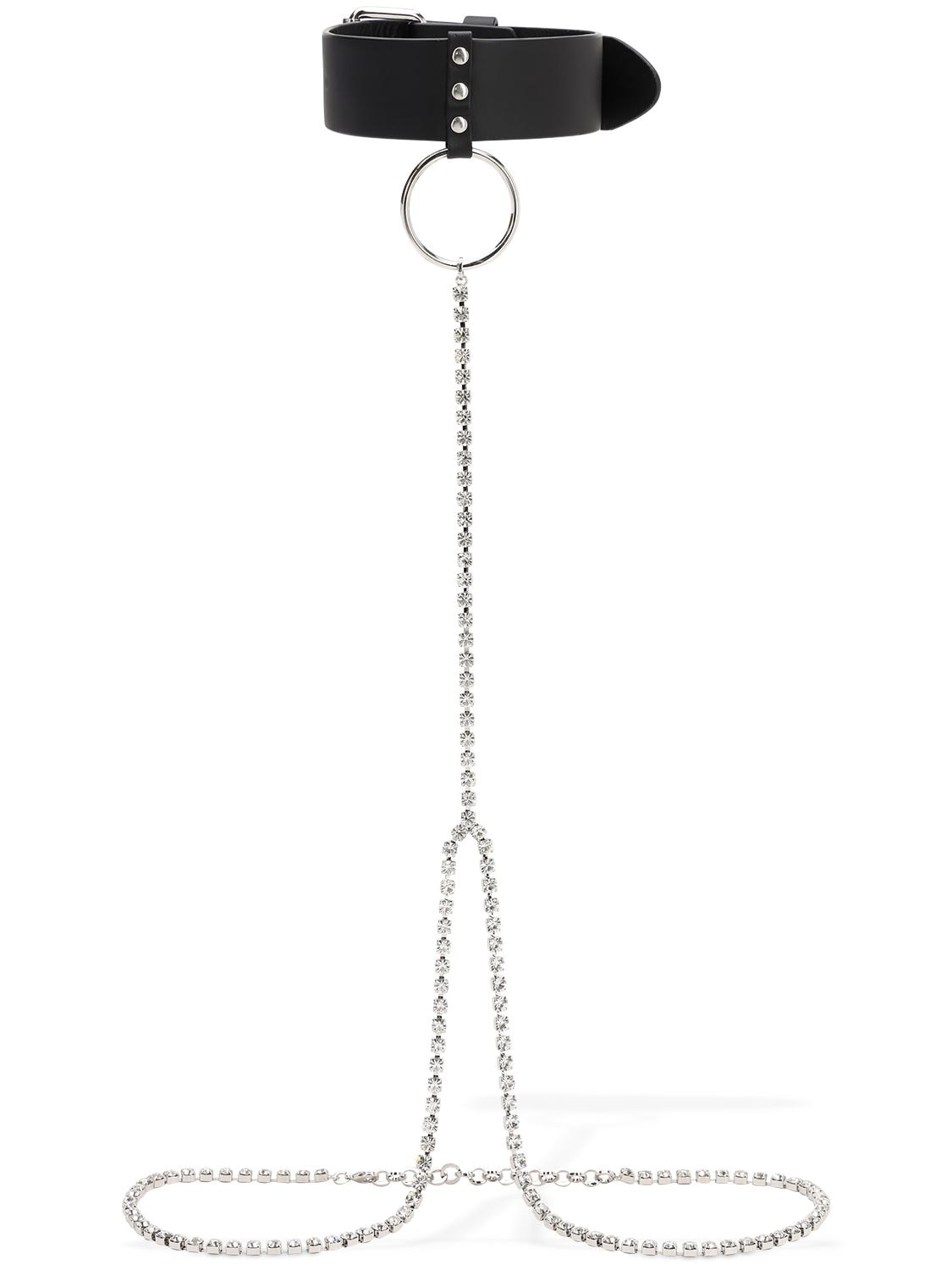 ALESSANDRA RICH Leather Crystal-Embellished Body Chain ladies