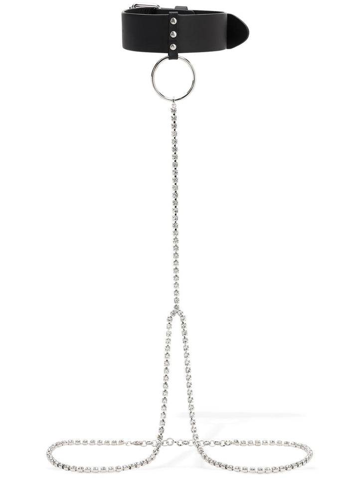 ALESSANDRA RICH Leather Crystal-Embellished Body Chain ladies