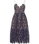 SELF-PORTRAIT Azaelea lace midi navy blue dress Size UK 10 US 6 ladies