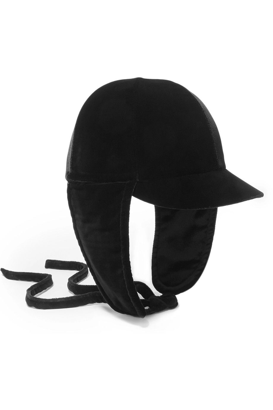 MIU MIU Black Bow-detailed black velvet cap Size S small ladies