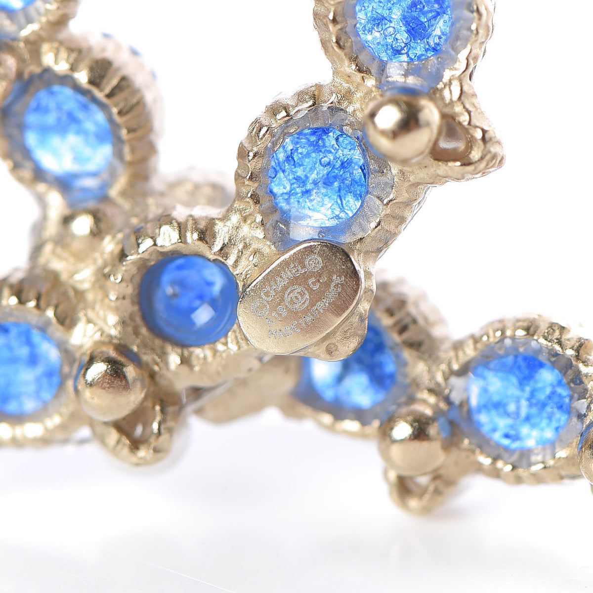 CHANEL CC Gripoix Pearl Star Brooch Gold Blue Pearls ladies