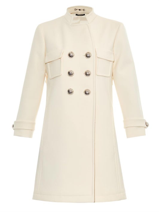 GUCCI White Wool-crepe Double Breasted Napoleon Coat Size I 36  ladies