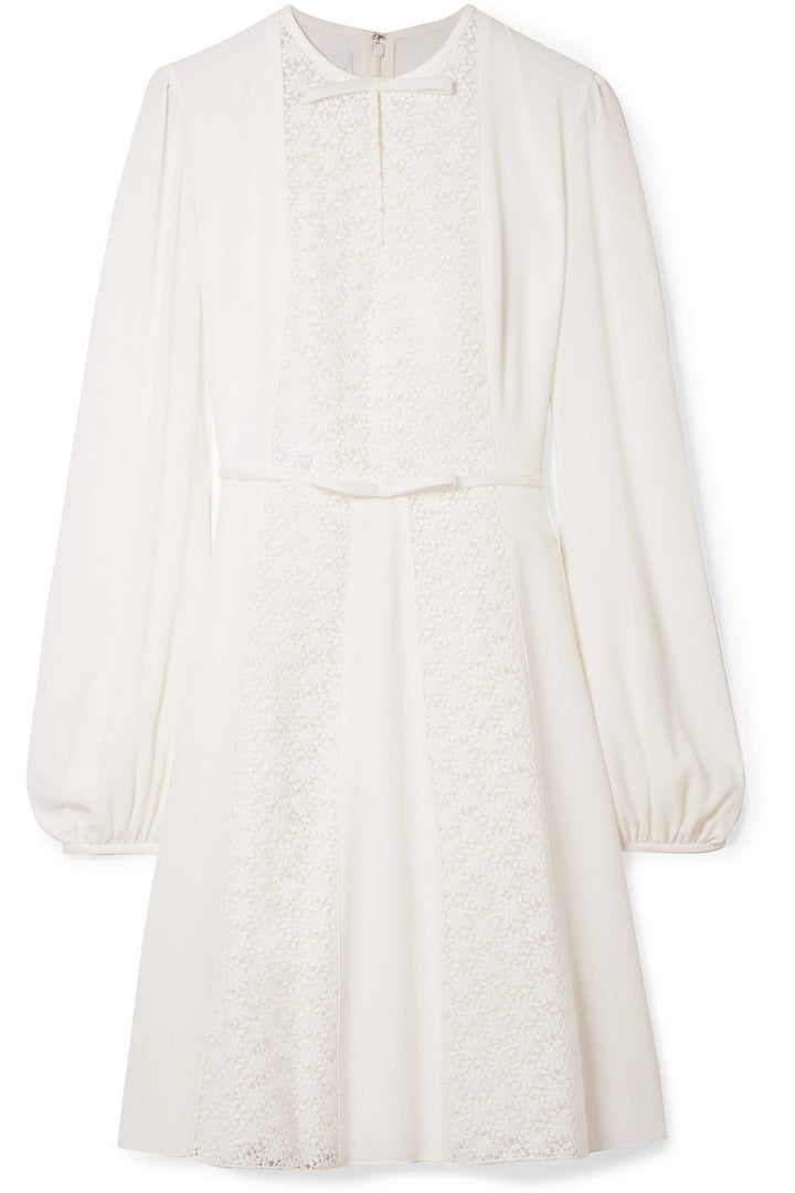 Giambattista Valli RUNAWAY Lace-paneled silk-crepe dress Size I 42 UK 10 US 6 ladies