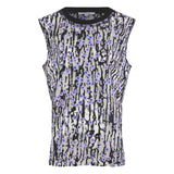 Carven Women's Floral Top Glitter Silver/Black/Lilac SIZE F 36 US 4 UK 8 S SMALL ladies