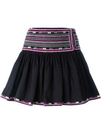 ISABEL MARANT Runway Women's Black Saxen Embellished Cotton Mini Skirt LADIES