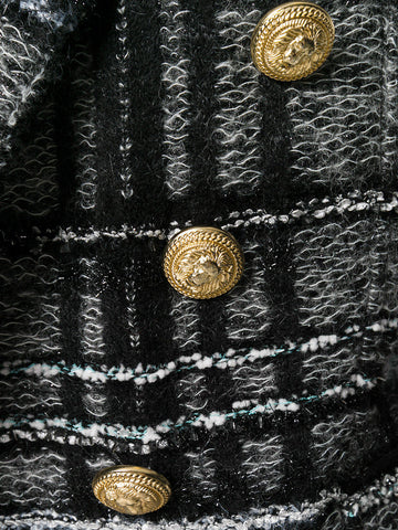 Balmain Double-breasted wool blend checked tweed blazer F 42 UK 14 US –  Afashionistastore