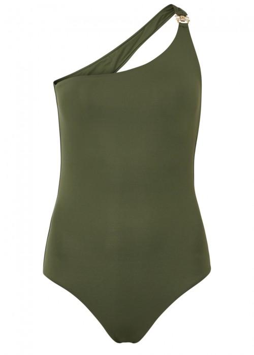 Melissa Odabash Seychelles One-shoulder Swimsuit In Khaki UK 8 US 4 S small ladies