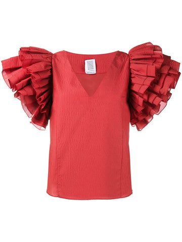 Rosie Assoulin Dust Ruffle Red Top Size M medium ladies