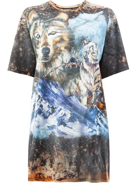 BALMAIN Ladies Wolf print distressed oversized Ladies