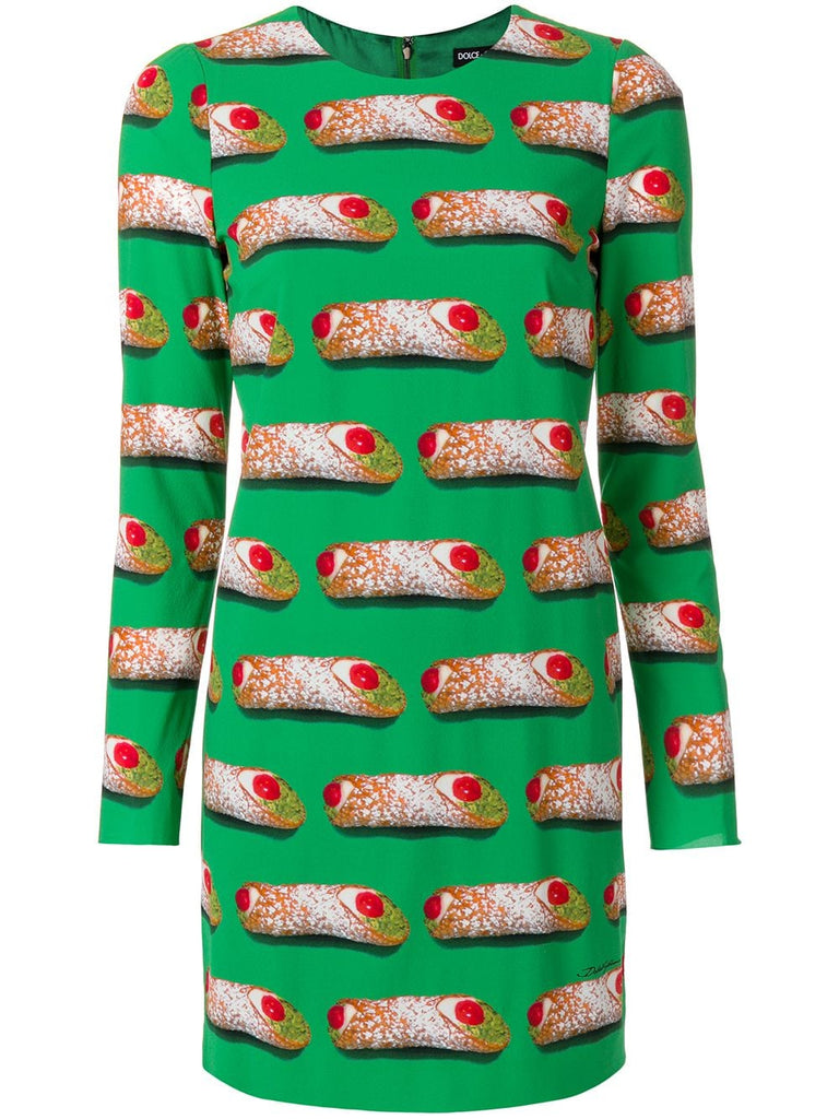 Dolce & Gabbana Green Cannoli Siciliani Shift Silk Dress Size I 42 lad Afashionistastore Dolce & Gabbana Green Cannoli Siciliani Shift Silk Dress Size I 42 lad Afashionistastore