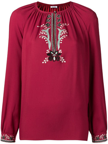 VILSHENKO Embroidered Floral Details Blouse Red Woman  Ladies