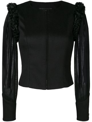 Chanel 09A Black Pure Cashmere Lamb Fur Trim Jacket Ladies