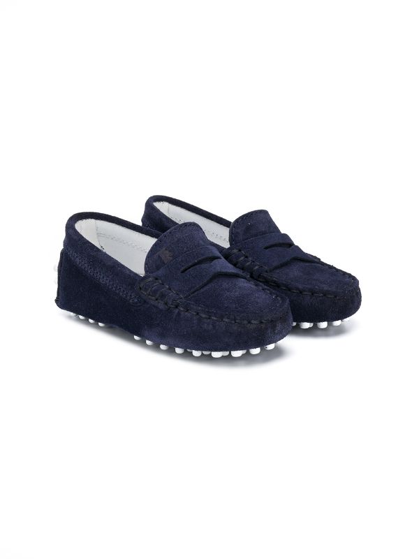 TOD'S KIDS Slip-on Navy Blue Suede Shoes Loafers Moccasins Boys Children