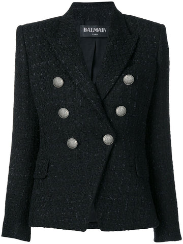 £2,940 SOLD OUT Balmain double breasted tweed black blazer jacket. F 40 UK 12 ladies