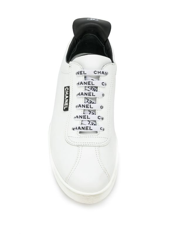 CHANEL logo pull tab lace-up sneakers trainers 2020 Size 37 1/2 UK 4.5 US 7.5. ladies