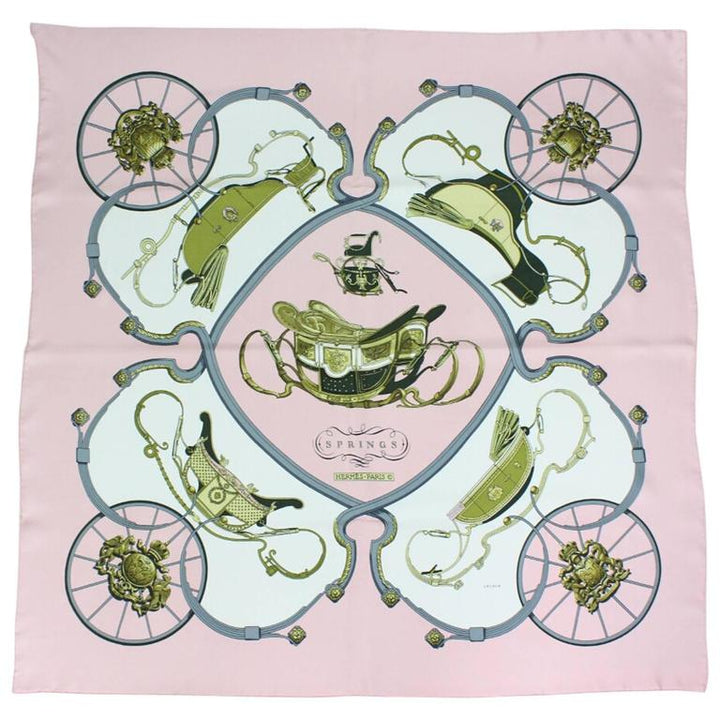 Hermès HERMES PARIS PINK "SPRINGS" TWILL SCARF Ladies