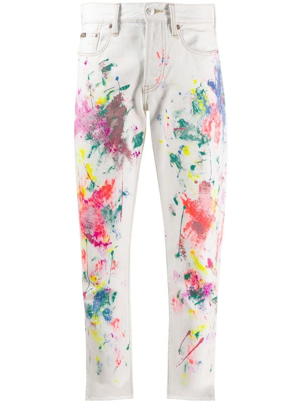 Ralph Lauren Blue Label Skinny Paint Splatter Jeans Denim Pants Trousers Sz 28 ladies