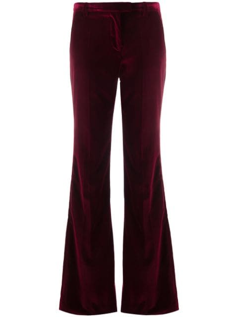 Tara Jarmon Burgundy Velvet Mid-Rise Wide-Leg Pants Trousers Size F 36 UK 8 US 4 ladies
