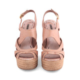 Miu Miu Beige Leather Sandals Wedges Size 36 UK 3 US 6 Ladies