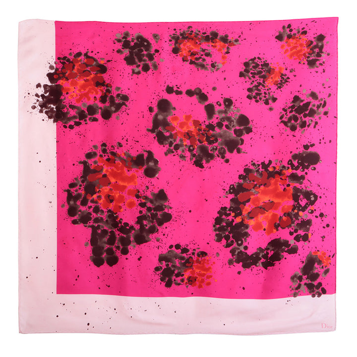 Christian Dior Purple Pink Silk Abstract Print Square Scarf Ladies