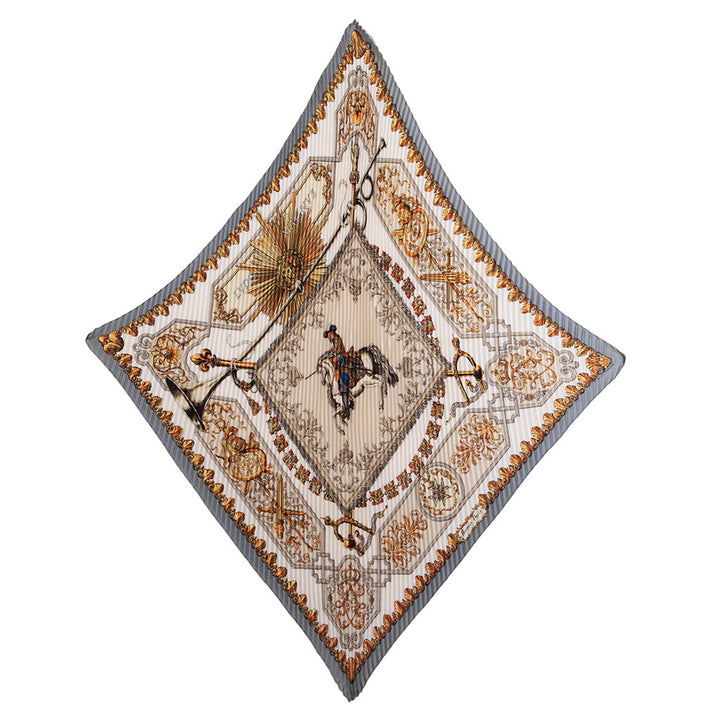 HERMES Silk Plisse Ludovicus Magnus Scarf 90x90 pleated scarf Ladies