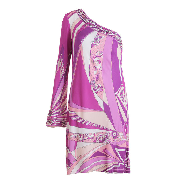 EMILIO PUCCI One-shoulder printed jersey mini dress I 44 US 10 UK 12 LADIES