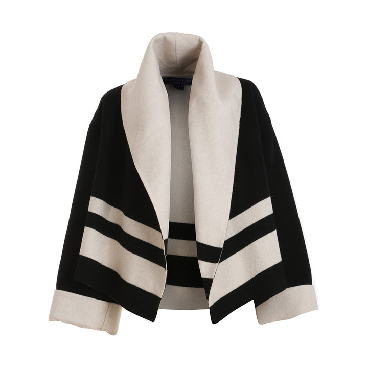 Ralph Lauren Collection Purple Label Black & White Cashmere & Wool Jacket Coat Size 4 S Ladies