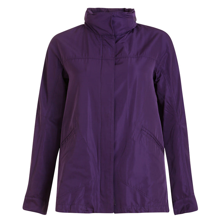 LORO PIANA JACKET LEATHER TRIM PURPLE WATER PROOF JACKET COAT I 38 XS Ladies