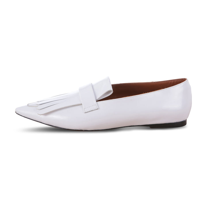 CÉLINE POINTED-TOE FRINGE WHITE FLATS SIZE 36 UK 3 US 6 SHOES LAdies