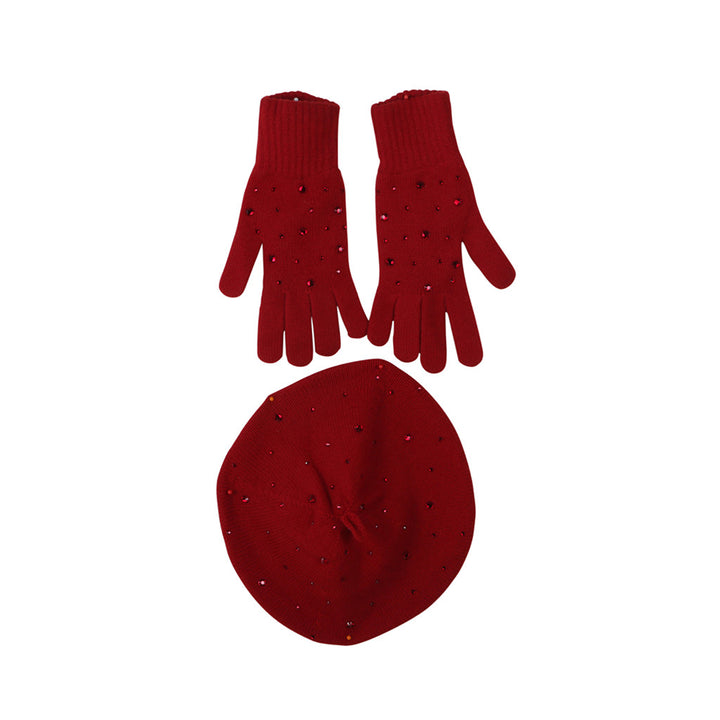 William Sharp Swarovski® crystals CASHMERE BERET WITH MATCHING GLOVES