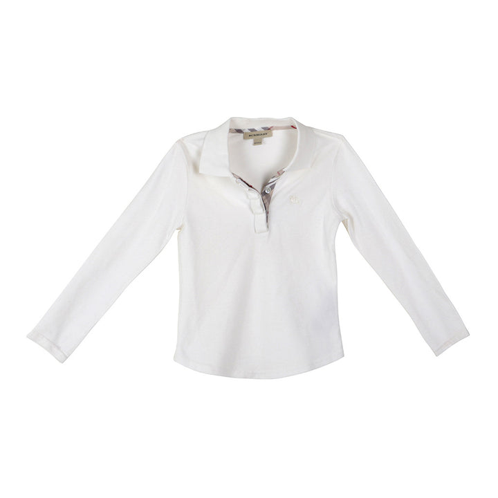 BURBERRY GIRLS NOVA CHECK-TRIMMED POLO TOP Size 5 years old 110 cm Children