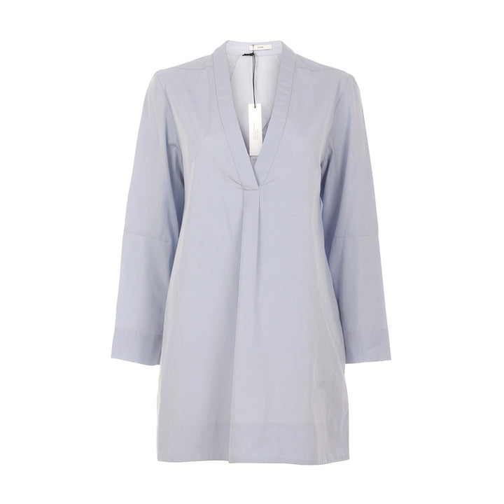 TOME Women's White Poplin V Neck Tunic Top Size M MEDIUM Ladies