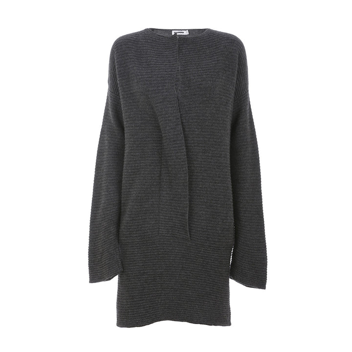 JIL SANDER RIBBED CASHMERE GREY KNIT SWEATER DRESS SIZE 36 S SMALL LADIES