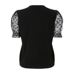 Valentino RED Women's Black Lace Sleeve Top Size L Large Ladies