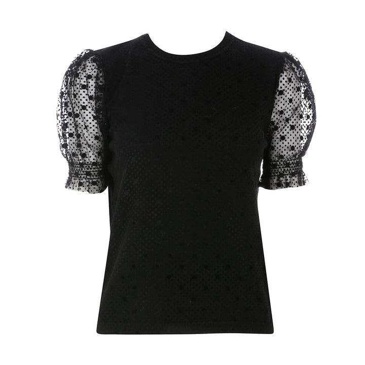 Valentino RED Women's Black Lace Sleeve Top Size L Large Ladies