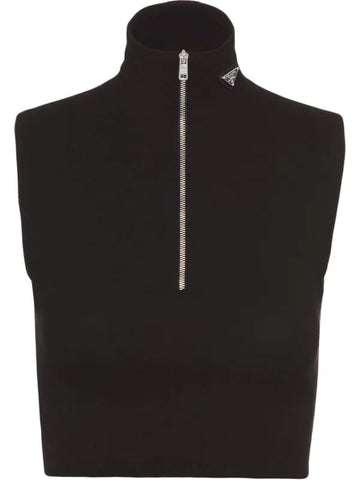 2023 PRADA black wool blend cropped sleeveless top Size I 40 UK 8 US 4 S small ladies