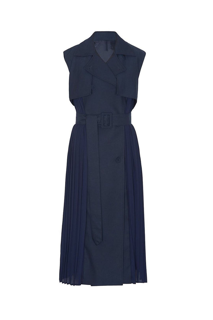 The Garo Pleated Trench Dress Navy Blue MOST WANTED Size S small ladies