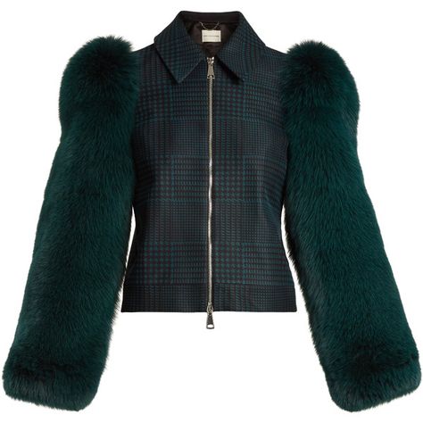 MARY KATRANTZOU Lodger saga fox fur sleeve tulle and wool jacket  Ladies