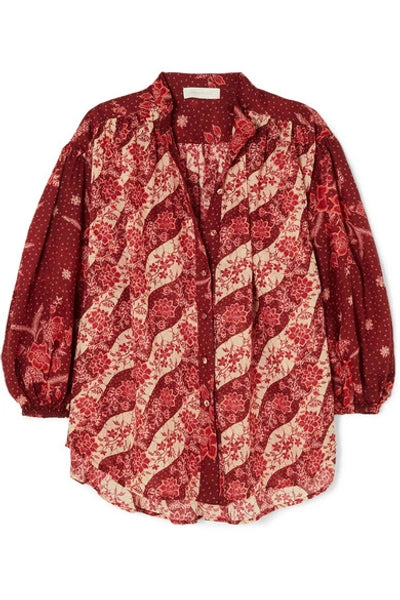 ZIMMERMANN MOST WANTED EYES ON SUMMER OVERSIZED FLORAL PRINTED BLOUSE LADIES 0 ladies