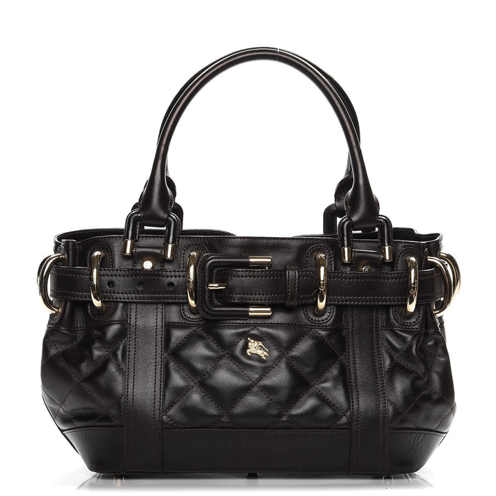 BURBERRY PRORSUM Calfskin Quilted Baby Beaton Black Bag Handbag ladies
