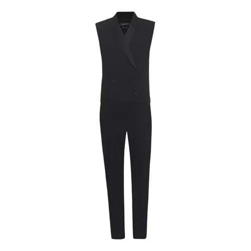 $1160 Isabel Marant SIze 36 Milt Satin Trimmed Wool Crepe Tuxedo Jumpsuit ladies