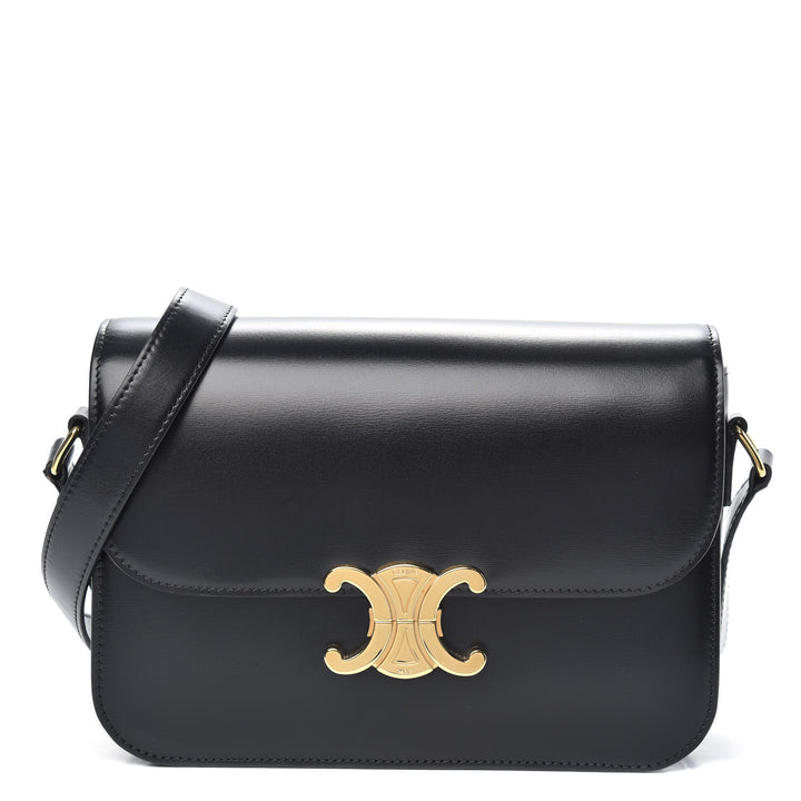 Céline Celine Paris Shiny Calfskin Medium Triomphe Black BAG SOLD OUT EVERYWHERE ladies