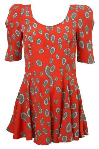 Barbara Hulanicki Topshop Leopard Spot Coral Orange Babydoll Swing Dress LADIES