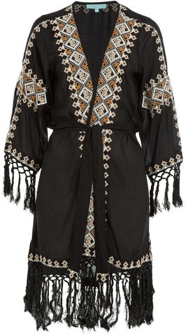 Melissa Odabash women’s Embroidered Kaftan With Fringing Cover Up One Size ladies