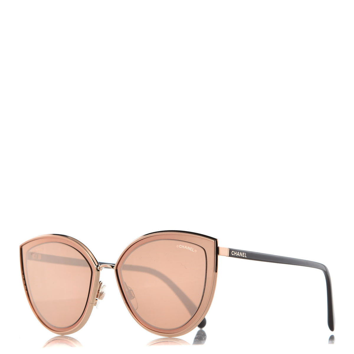 CHANEL Limited Edition 18K Gold Metal Cat Eye Sunglasses 4222 Pink Gold ladies
